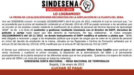 Lo logramos!! La prima de localización será reconocida en la ampliación de la planta del SENA.