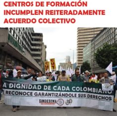 Centros de formación de las regionales Tolima, Caldas, Valle y Distrito Capital incumplen reiteradamente acuerdo colectivo