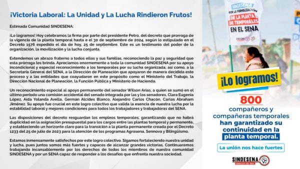 !Victoria Labora: La unidad y la lucha rindieron sus frutos¡