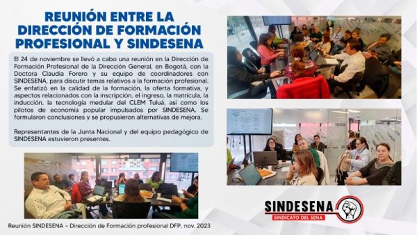 Reunión entre la Direccion de formación profesional y SINDESENA
