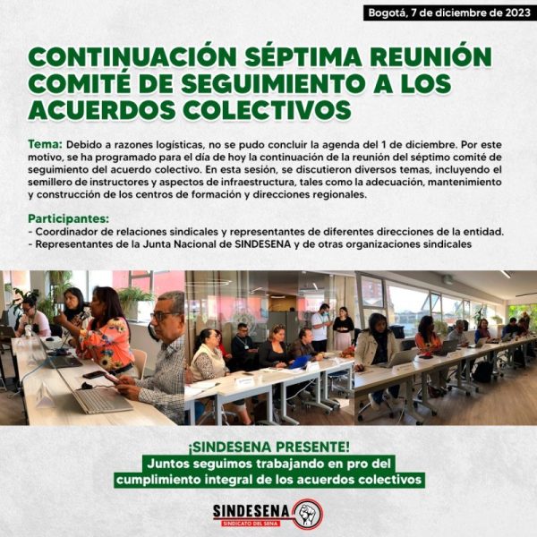 Continuación séptima reunión comité de seguimiento a los acuerdos colectivos