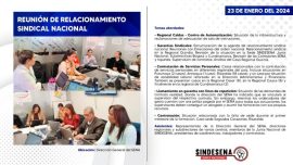 Reunión de relacionamiento Sindical Nacional de SINDESENA del 23 de enero 2024