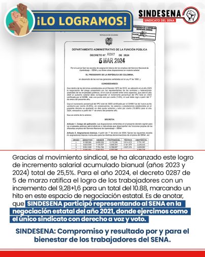 Logro en el incremento salarial para el SENA