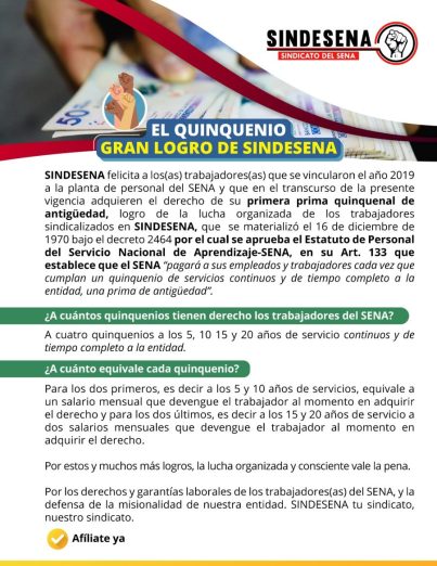 El Quinquenio Gran Logro de SINDESENA