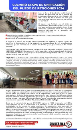Culminó etapa de unificación de pliego de peticiones