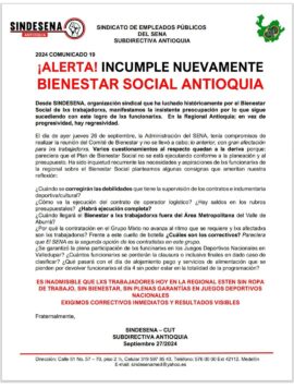 Alerta incumple bienestar social en Antioquia