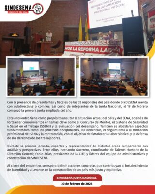 Inició Junta Ampliada de SINDESENA