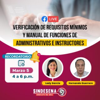 Recordatorio: Facebook Live Verificación de requisitos mínimos y manual de funciones de administrativos e instructores