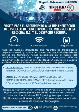 Seguimiento a la Implementación de Conectividad en la Regional D.C. y Despacho Regional