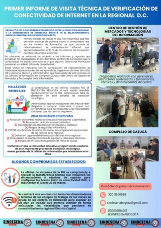 Avanza la verificación de conectividad en centros de formación del SENA en Bogotá