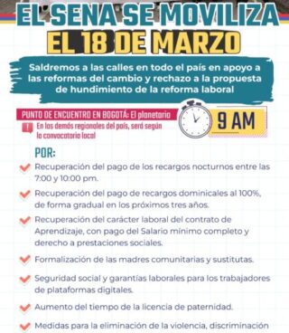 El SENA se moviliza el 18 de marzo