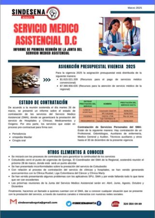 Informe primera reunión servicio médico asistencias Distrito