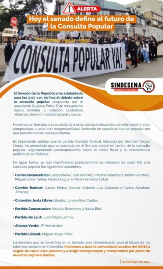 ¡ALERTA! Hoy el Senado define el futuro de la Consulta Popular