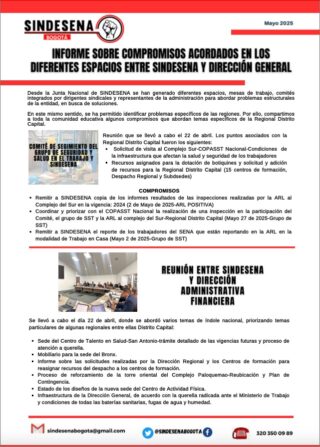 Informe sobre resultado de participación de Sindesena
