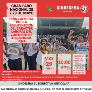 Gran Paro Nacional Peña Cultural: por la recuperación del carácter laboral del contrato de aprendizaje