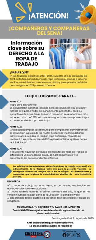 Información clave sobre derecho a ropa de trabajo