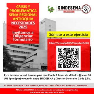Reporte urgente: Crisis y problemática SENA regional Antioquia. Necesidades 2025