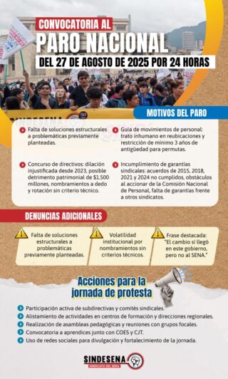 Convocatoria Paro Nacional 27 de agosto