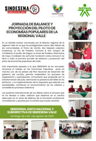 Jornada de balance y proyección del piloto de economías populares de la región Valle