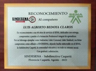 Luis Alberto Bedoya: 44 años de entrega, liderazgo y huella en el SENA Caquetá