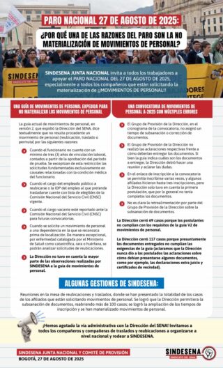 Los movimientos de personal una de las razones del paro