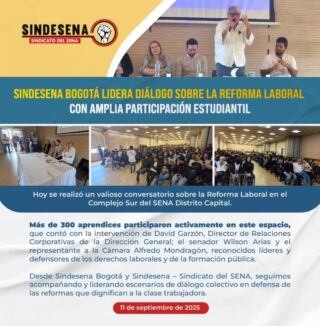 Sindesena Bogotá lidera diálogo sobre la reforma laboral con amplia participación  estudiantil