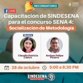 Recordatorio Facebook live: Capacitación de Sindesena para el Concurso SENA 4