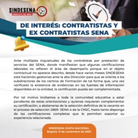 De interés contratistas y ex contratistas del SENA