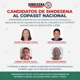 Candidatos de Sindesena al COPASST Nacional