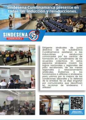 Sindesena Cundinamarca presente en todas las inducción y reinducciones.