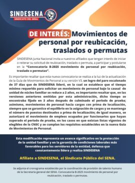 De interés movimientos de personal por reubicaciones, traslados o permutas