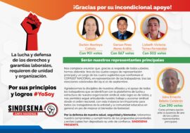 Gracias por apoyo en elecciones de COPASST