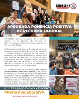 Aprobada ponencia positiva Reforma Laboral