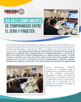 Así avanza los compromisos SENA FINDETER