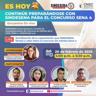 ¡Es hoy! Live continúe preparándose con Sindesena para el concurso SENA 4
