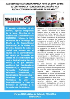 La subdirectiva Cundinamarca pone la lupa sobre el Centro de la tecnología del diseño y al productividad empresarial en Girardot