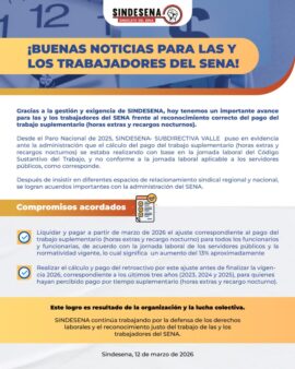 ¡Buenas noticias para las y los trabajadores del SENA!