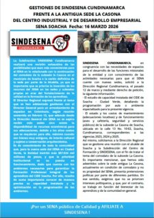 Gestiones de Sindesena Cundinamarca frente a la antigua sede La Casona del Centro Industrial y de Desarrollo Empresarial