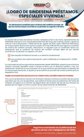 ¡Logro de Sindesena préstamos especiales vivienda!