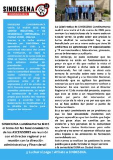 SINDESENA Cundinamarca visita la nueva sede del Centro Industrial y de Desarrollo Empresarial en Ciudad Verde y alerta sobre fallas en los ascensores