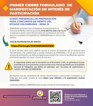 Primer cierre formulario manifestación participación
