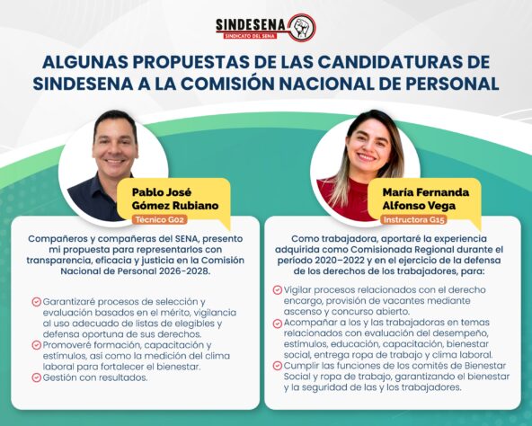 Algunas propuestas de las candidaturas de Sindesena a la Comisión de Personal