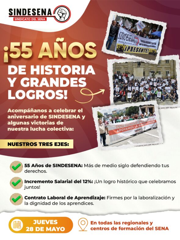 Invitación a celebrar 55 años de Sindesena