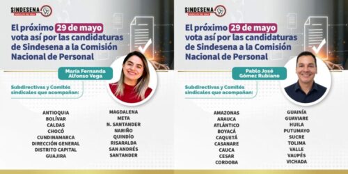 El próximo 29 de mayo vota así por la candidaturas de Sindesena a la Comisión Nacional de Personal