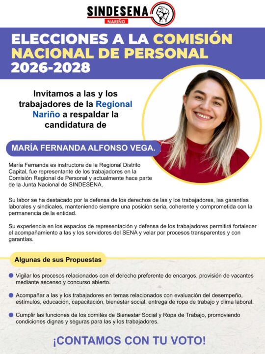 Con María Fernanda Alfonso Vega, la Regional Nariño tiene una voz firme en defensa de las y los trabajadores