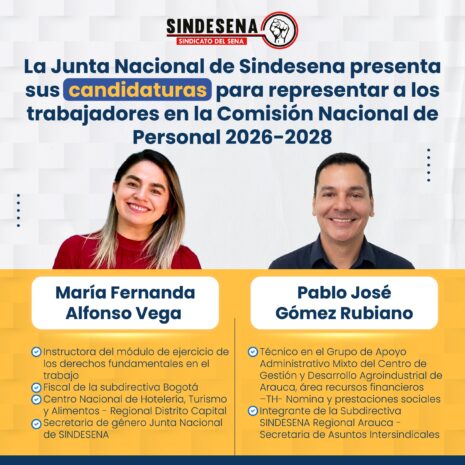 Sindesena presenta candidaturas para representar a los trabajadores en la Comisión Nacional de Personal 2026