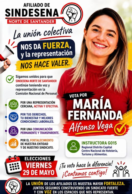 María Fernanda Alfonso: compromiso y representación para fortalecer a SINDESENA Norte de Santander