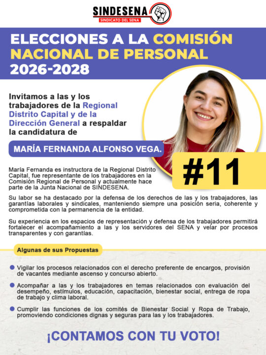 Distrito Capital: este 11 de junio marca #11 por Maria Fernanda Alfonso Vega junto a SINDESENA