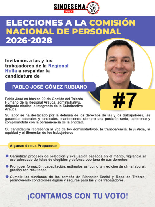 SINDESENA Huila participa en la construcción de una representación sólida con Pablo José Gómez Rubiano