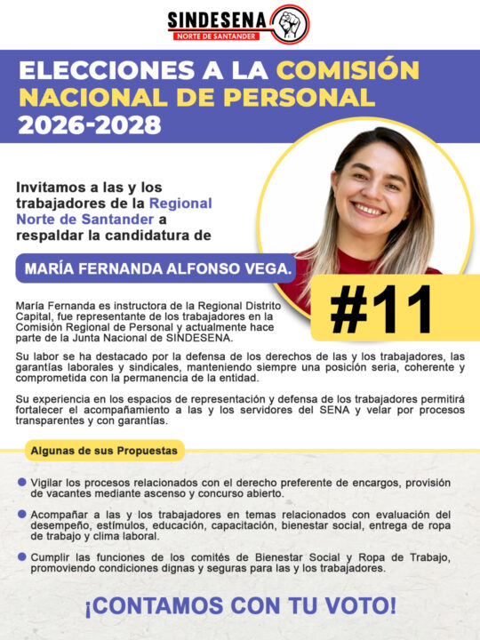 Norte de Santander respalda a Maria Fernanda Alfonso Vega , candidata #11, en una convocatoria de SINDESENA